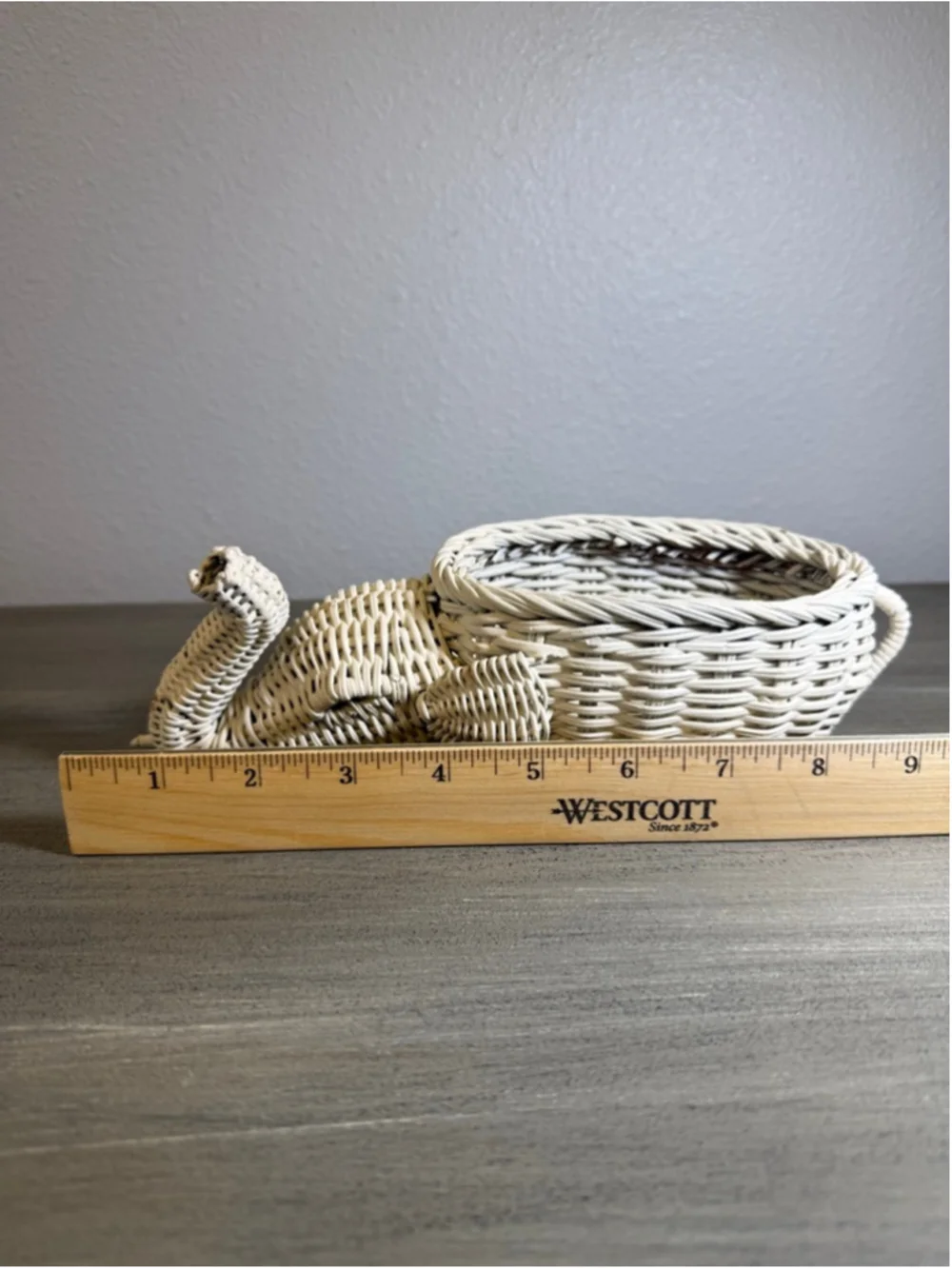 vintage white wicker elephant planter trinket basket Boho MCM